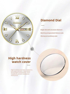 ساعة يد TAXAU نسائية فاخرة Diamond Dial ضد الماء.