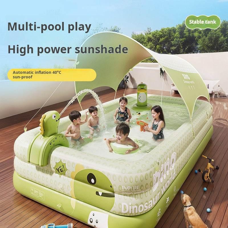 مسبح Dinosaur قابل للنفخ مع Sunshade و Inflatable Slide.