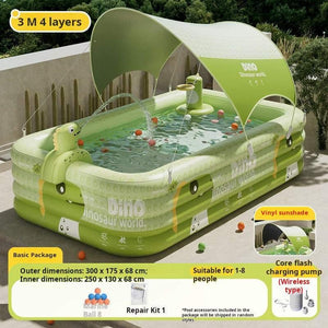 مسبح Dinosaur قابل للنفخ مع Sunshade و Inflatable Slide.