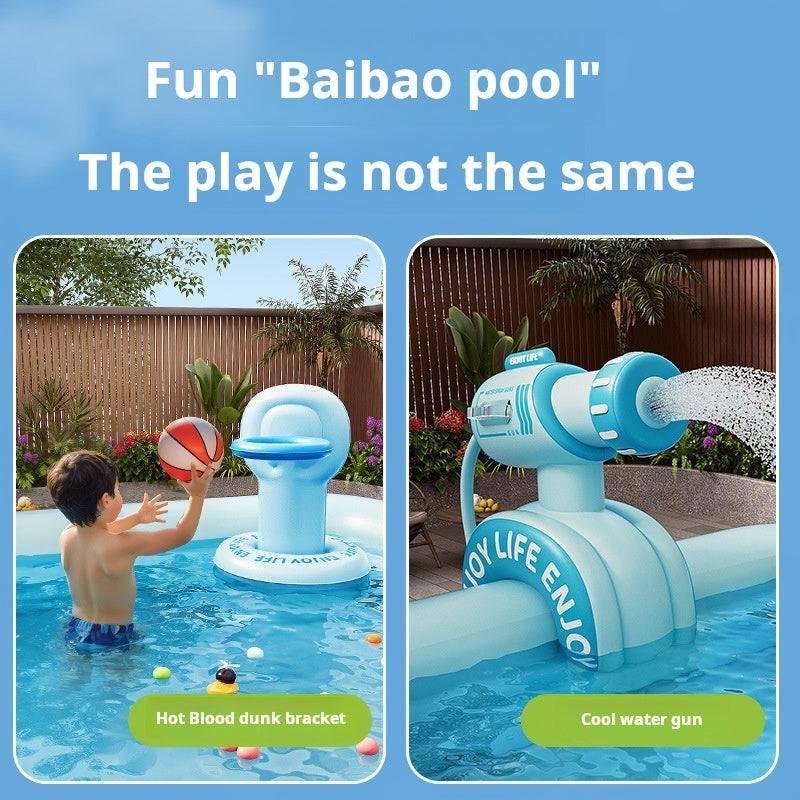 مسبح Inflatable Pool عائلي مع مظلة Sunshade ونفخ تلقائي.