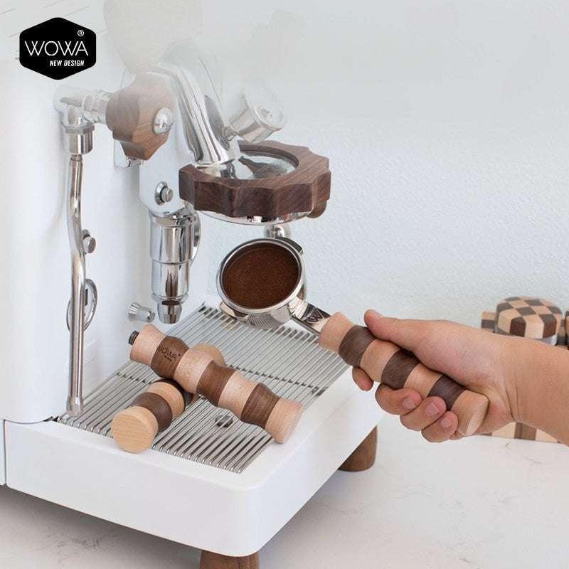 مقبض Portafilter خشبي M10 مدمج من خشب الجوز والقيقب.
