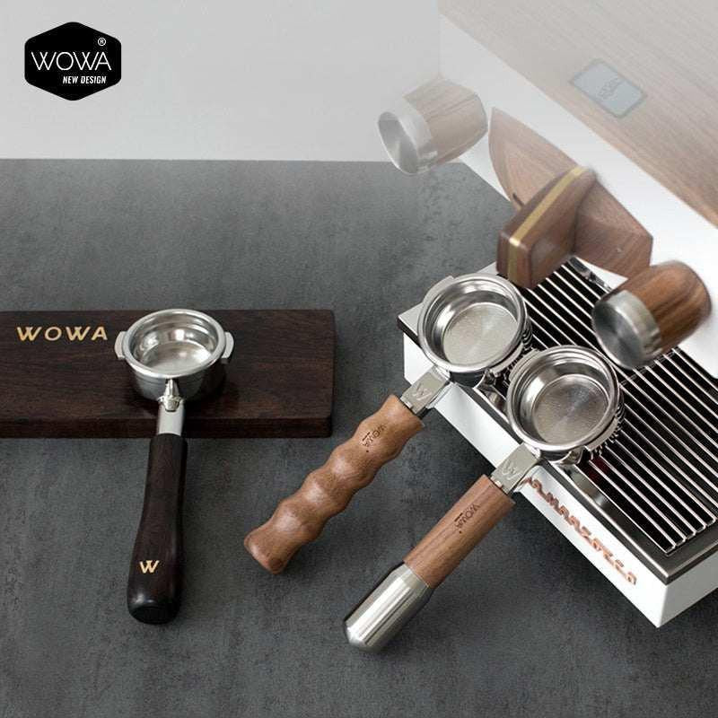 بورتافلتر Bottomless بمقبض خشب طبيعي لمكائن La Marzocco.