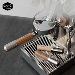 مقبض Portafilter من WOWA خشب و Stainless Steel مقاس M10.