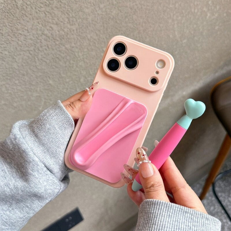 Applicable Apple 17promax Phone Case with Touch Pen Apple 16pro Can Put Lip Gloss Lip Gloss Lipstick iPhone15 14pro Creative 13 12mini Women 11 New XS XR 8P.