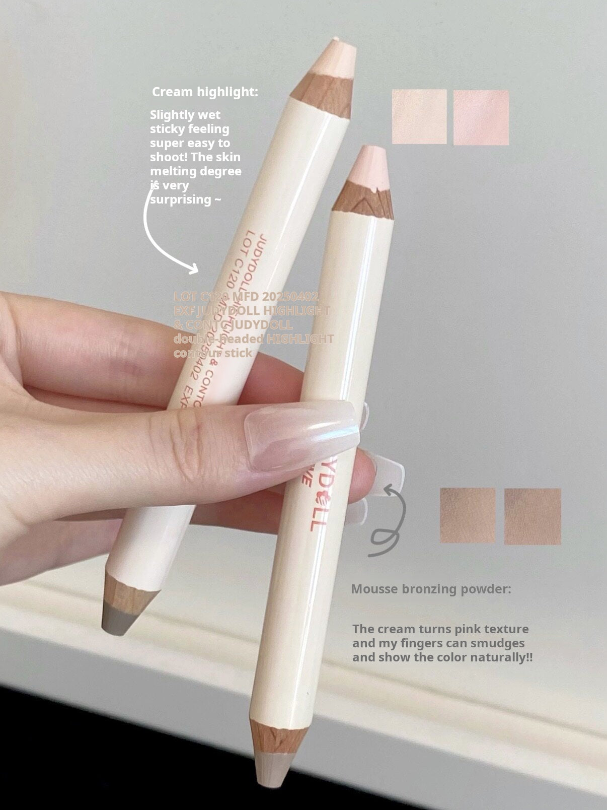 3D modeling crayons! Judydoll Orange Blossom Orange Label Double Head Contour Pen Nose Shadow High Gloss Shadow Contour Stick Makeup.
