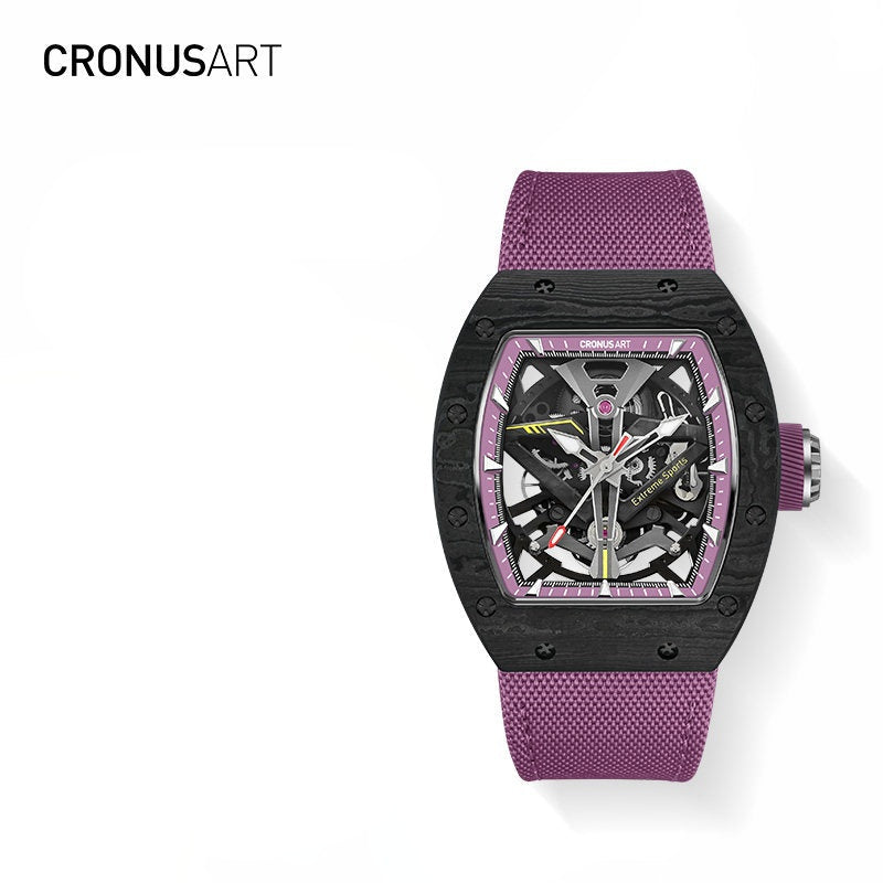 ساعة CronusArt رياضية بهيكل Carbon Fiber مضيئة