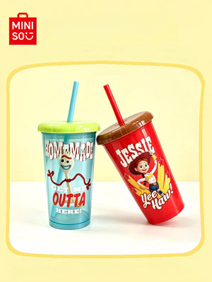 MINISO Disney Toy Story Series Straw Cups, Plastic Cups, Portable Cups, 4-Piece Summer Set