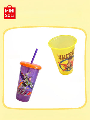 MINISO Disney Toy Story Series Straw Cups, Plastic Cups, Portable Cups, 4-Piece Summer Set