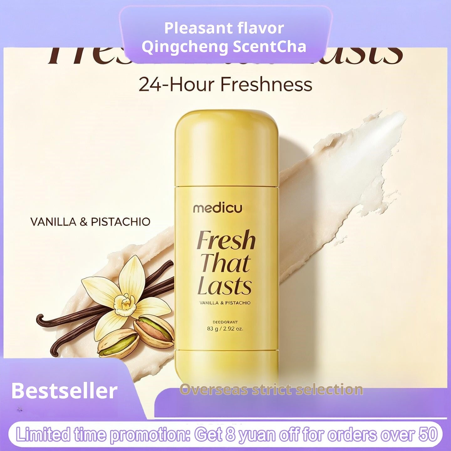 24H Deodorant Vanilla Pistachio Long Lasting Freshness 83g