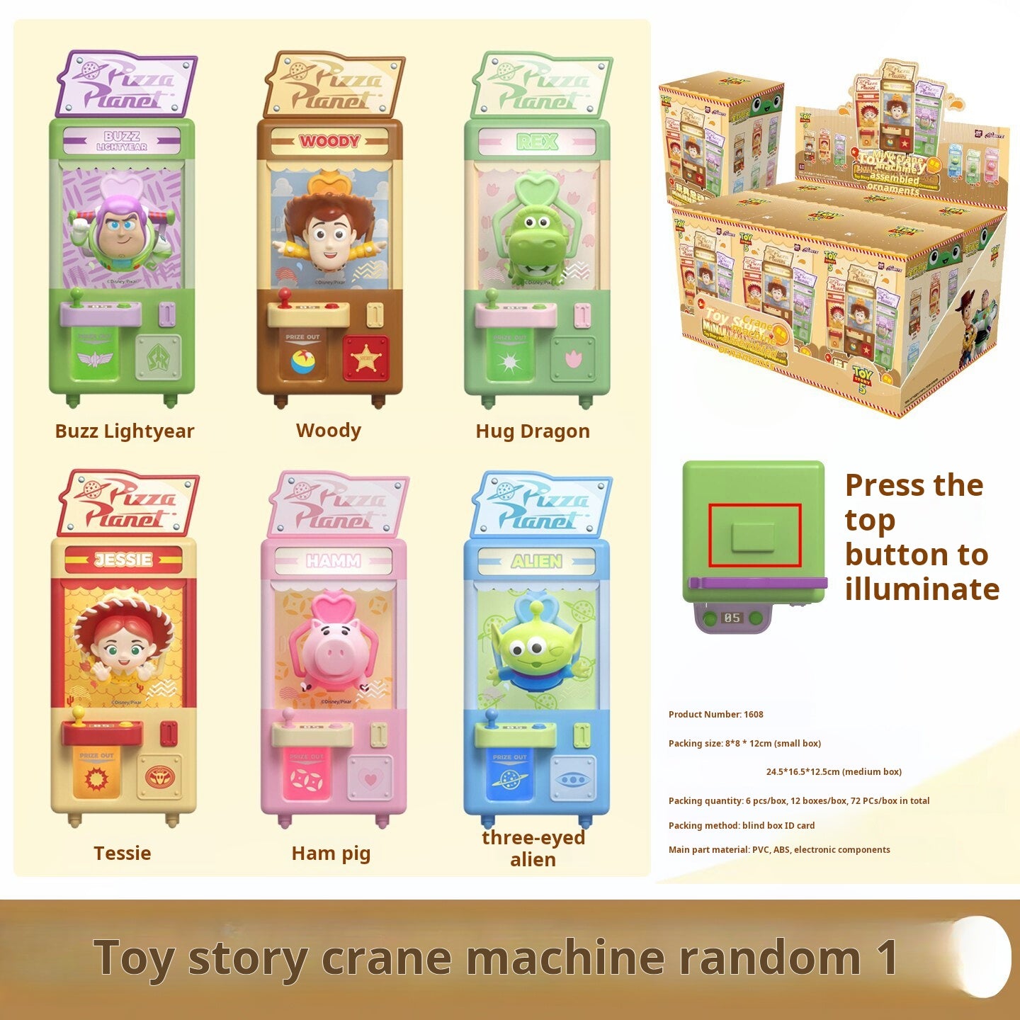 Authentic Toy Story 5 Mini Claw Machine Blind Box Buzz Lightyear Figurine Glowing Decoration Disney Toy T
