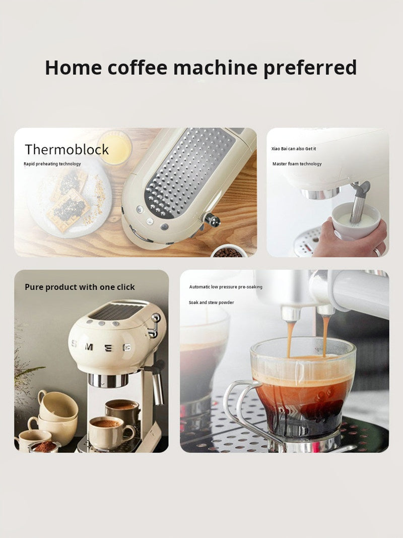 SMEG ECF01 Espresso Machine, Home Compact Semi-Automatic Professional Milk Frothing Gift