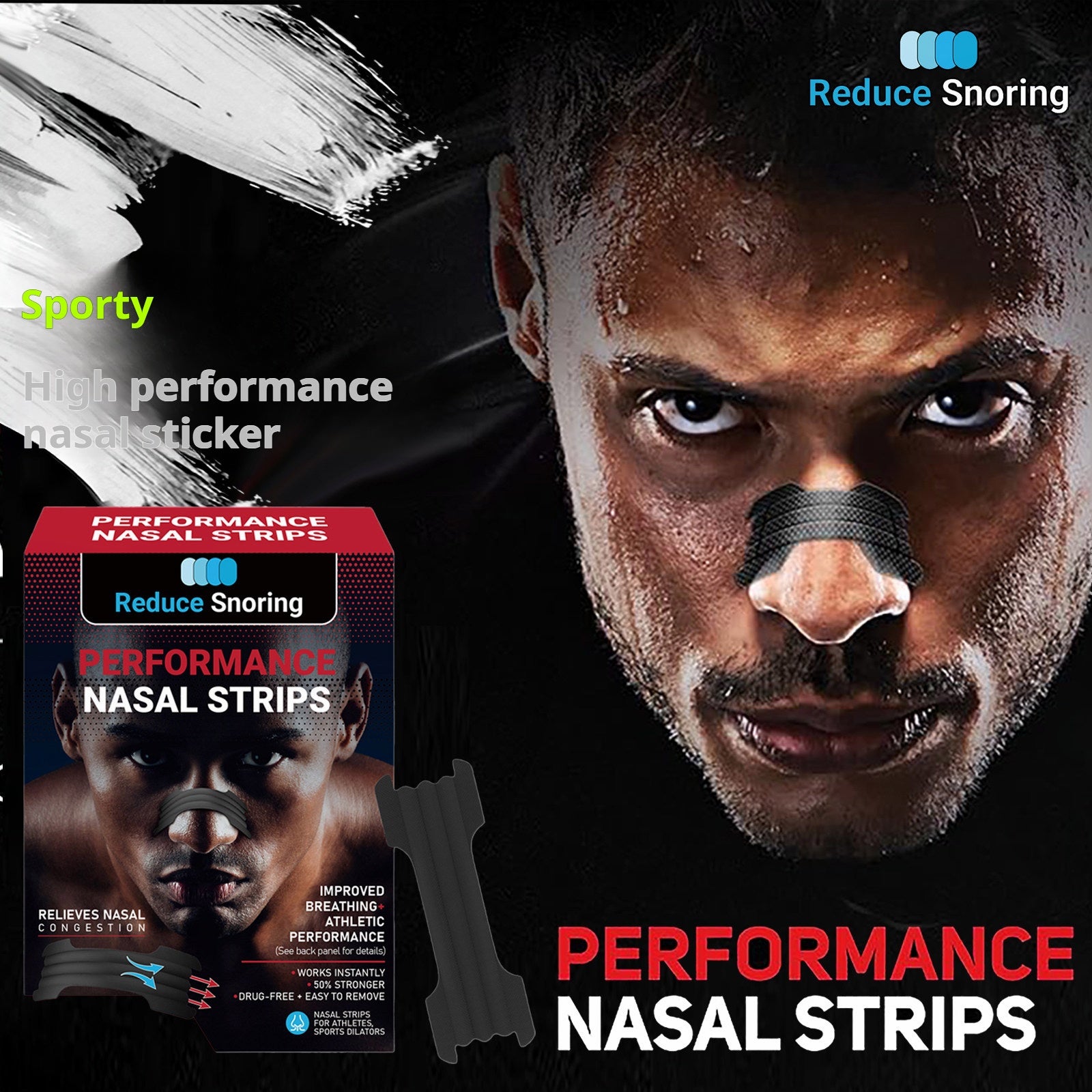 High-performance sports nose patches, 50 Nasal Strips, improve respiratory dilators and relieve nasal congestion and stop snoring