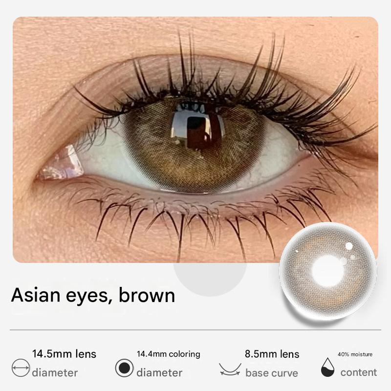 Asian Eyes Brown shade of Tinacon soft colored contact lenses showing a realistic brown tone for daily wear.