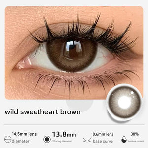Wild Sweetheart Brown tone from Tinacon Korean contact lenses collection designed for a natural and warm look.