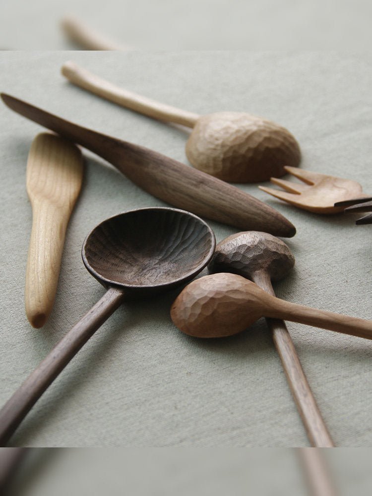 طقم أدوات مائدة Wooden Cutlery خشبية فاخرة - رفعة