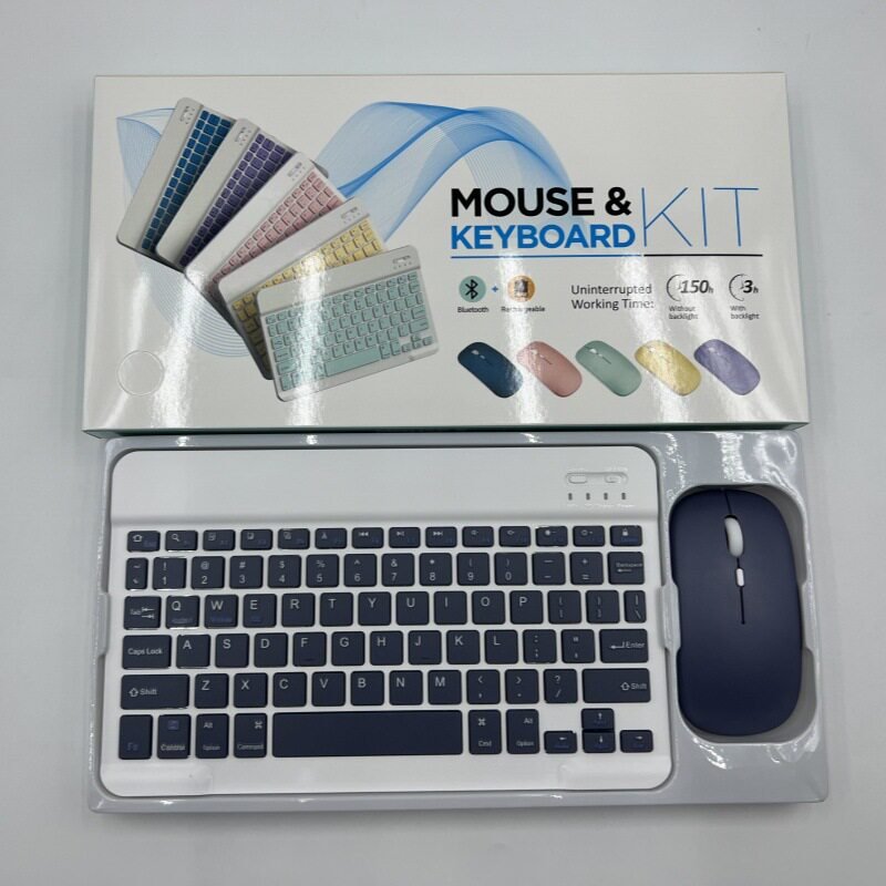 طقم Mouse & Keyboard Kit لاسلكي Bluetooth ملون - رفعة