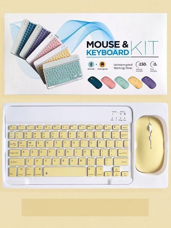 طقم Mouse & Keyboard Kit لاسلكي Bluetooth ملون - رفعة