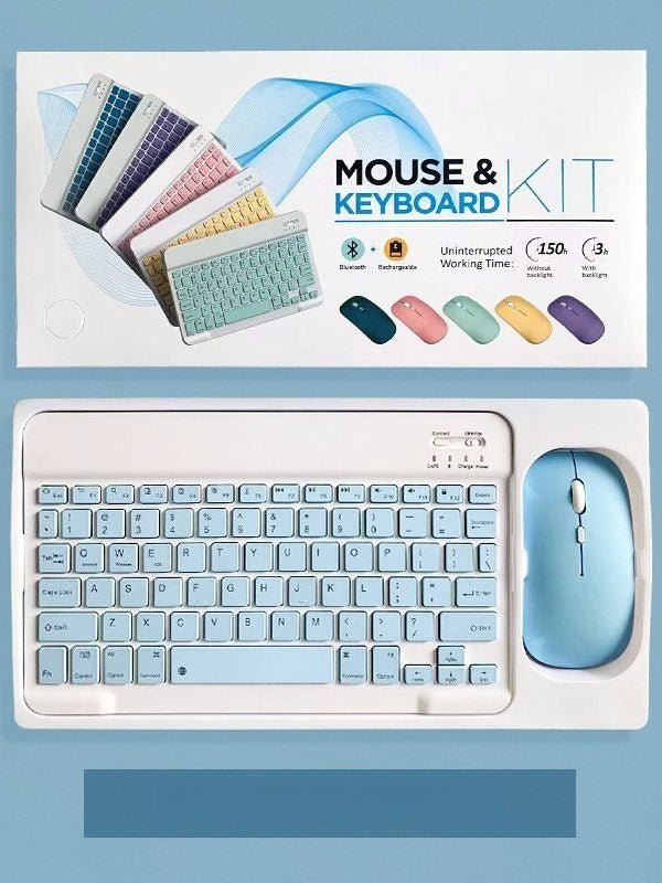 طقم Mouse & Keyboard Kit لاسلكي Bluetooth ملون - رفعة
