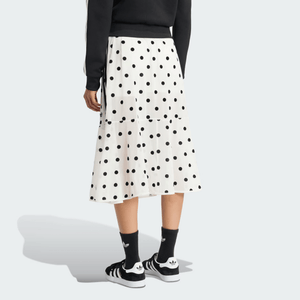 تنورة Adidas بنقشة Polka Dot أبيض وأسود نسائية - رفعة