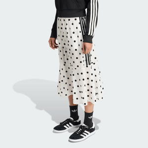 تنورة Adidas بنقشة Polka Dot أبيض وأسود نسائية - رفعة