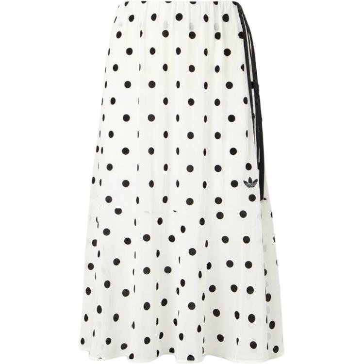 تنورة Adidas بنقشة Polka Dot أبيض وأسود نسائية - رفعة