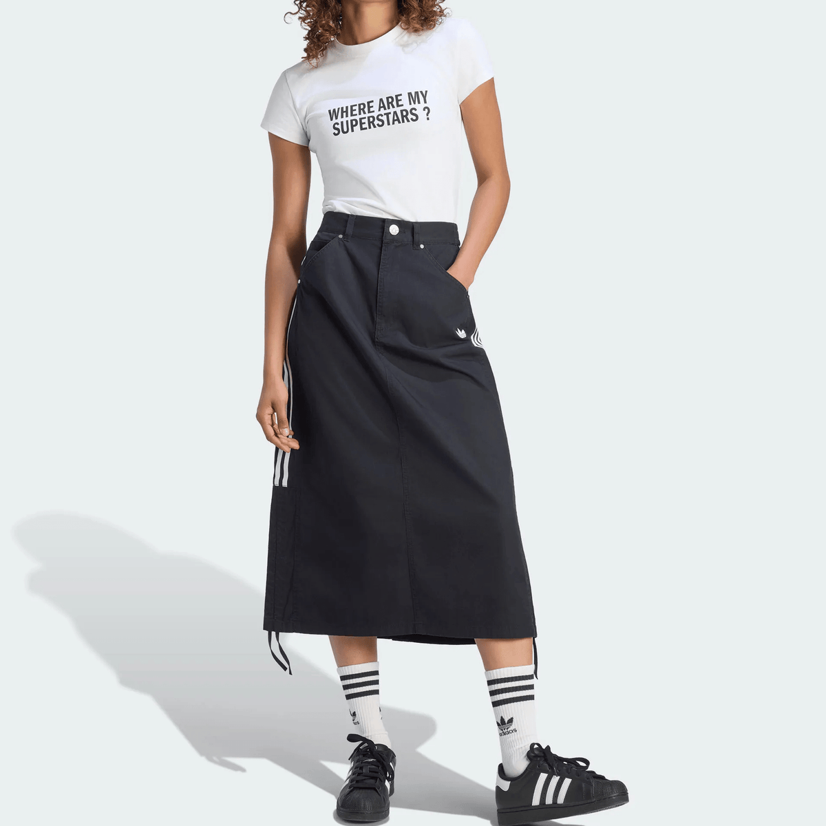 تنورة adidas طويلة سوداء نسائية لإطلالة عصرية - رفعة