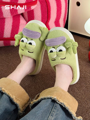 Unique quirky cotton slippers for women, 2026 new home, indoor fish slippers, couples, men and women, plush slippers, winter - رفعة