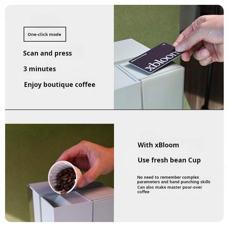 بطاقة NFC وكبسولة القهوة لماكينة xbloom nfc card and beans guide توضح طريقة المسح والتفريغ.